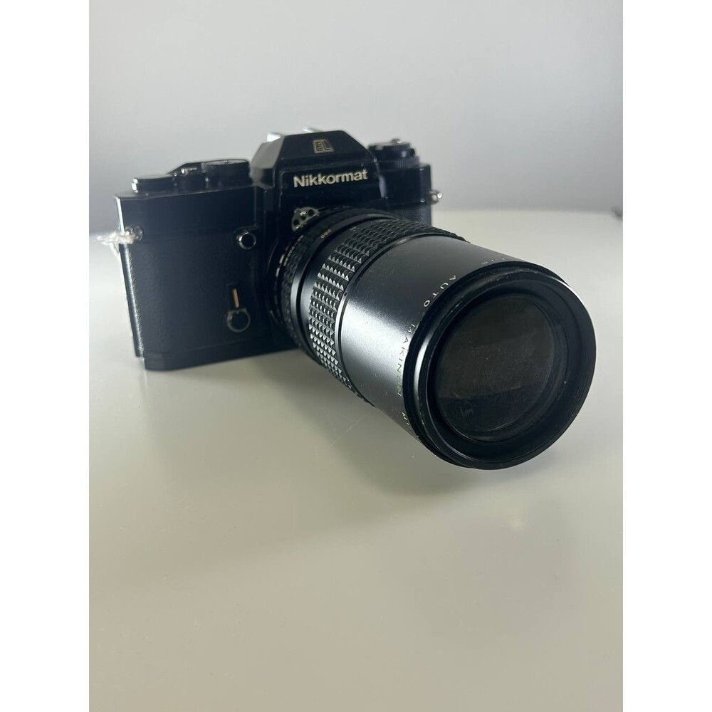 UNTESTED AS-IS Nikkormat EL Black SLR Camera Body + Auto Makinon 80-200mm Lens